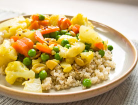 Curried Cauliflower, Carrots and Peas