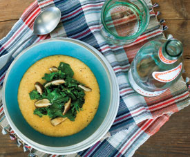 Cheesy Grits and Greens with Smoky Mushrooms