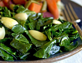 Collards with Garlic and Almonds