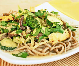 Soba Noodles Tahini Veg Sauce