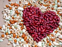 Heart made of different kinds of beans