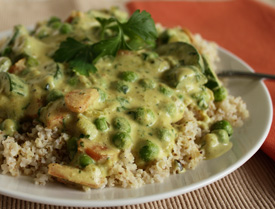 Toasted Millet with Cashew Veggie Sauce